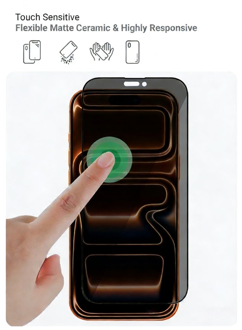 Nova future 2 Pieces Apple iPhone 17 Pro Max Privacy Screen Protector – Flexible Privacy Nano Ceramic, Anti-Peeping, Edge-to-Edge Coverage, High Transparency, Delicate Touch, Easy Installation - Image 2